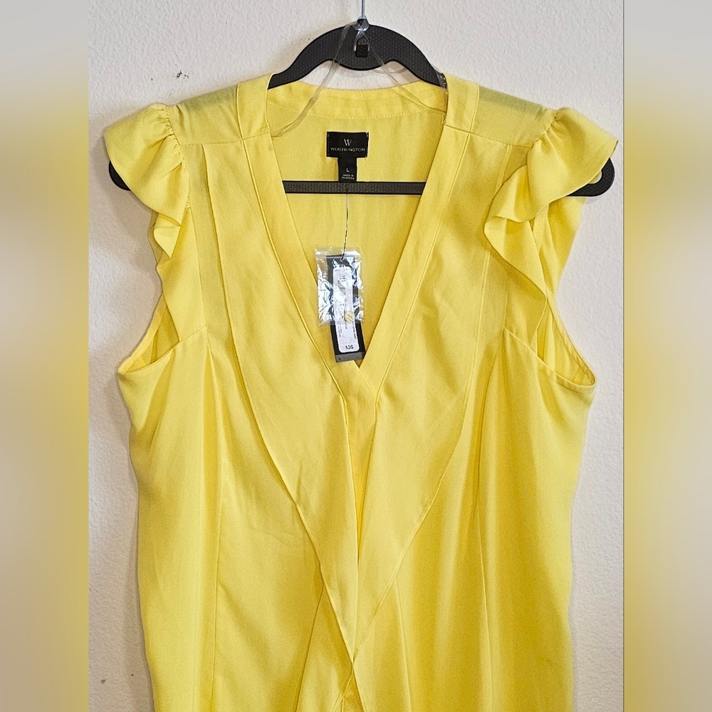 WORTHINGTON Yellow Ruffle SL Women's Top-L-NWT
